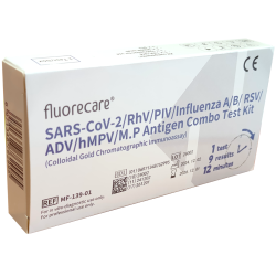 Test Combo 9 w 1 FLUORECARE do użytku profesjonalnego na obecność wirusa grypy typu A/B, RSV, SARS-CoV-19, RhV, PIV, ADV, hMPV, M.P Antigen